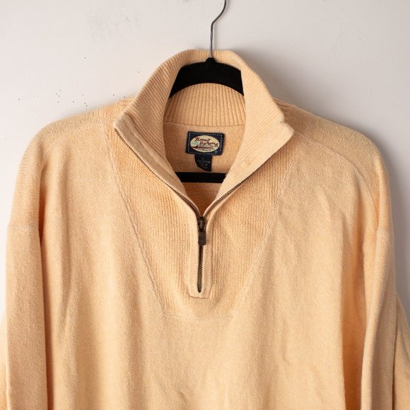 Tommy Bahama Yellow 1/4 Zip Long Sleeve Cotton Sweater Large - Picture 2 of 8